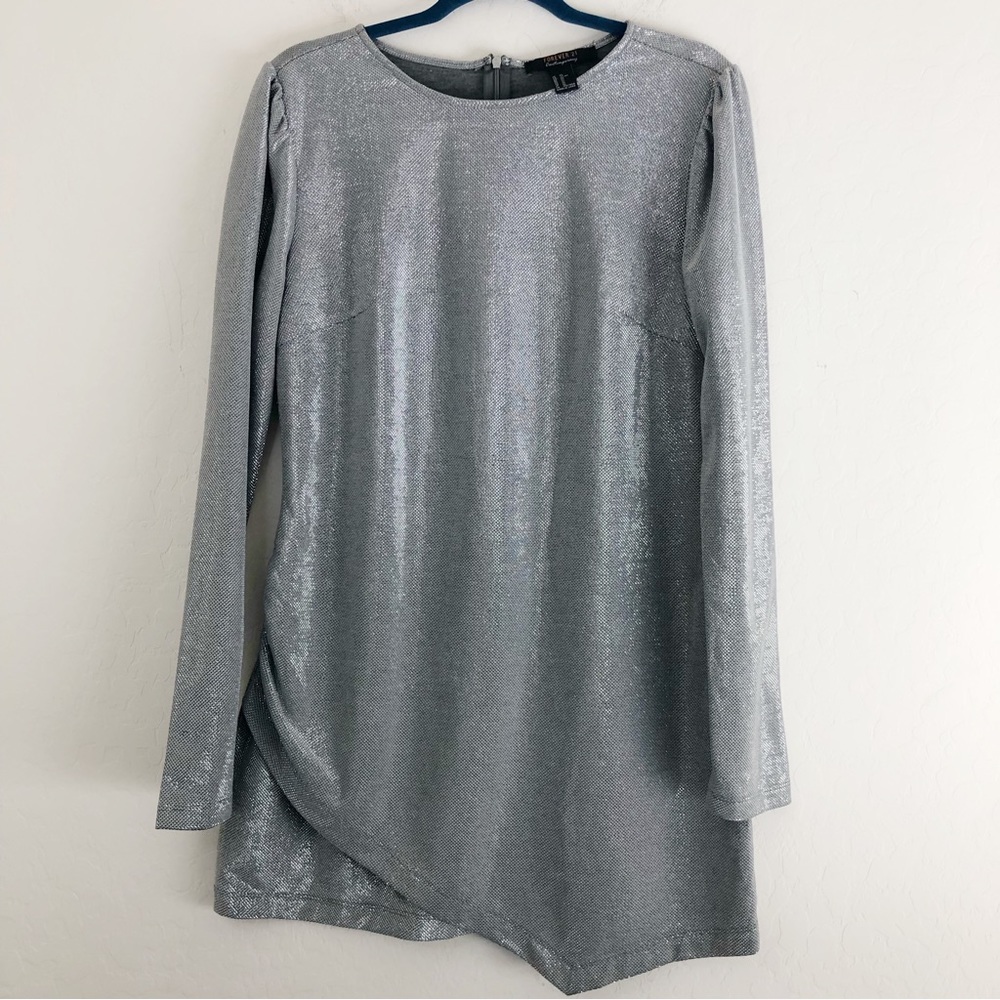 🐝 3/$20 Shimmering Silver Long Sleeve Dress size Extra Large